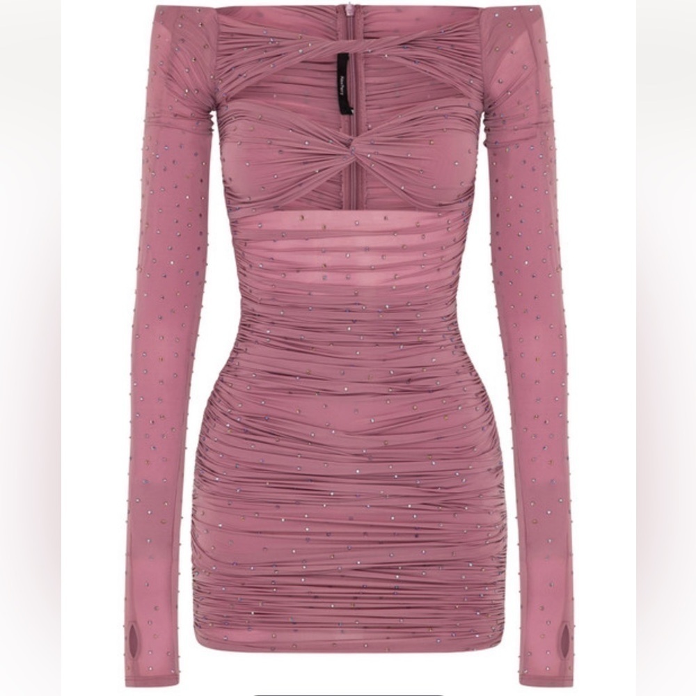Alex Perry Tinley Ruched Off Shoulder Mini Dress - Picture 5 of 9